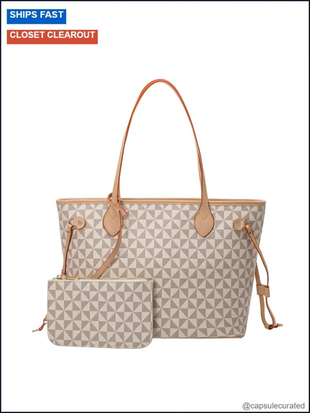 2pc Women's Designer Satchel Handbag Set with Clutch Wallet Top Handle Shoulder